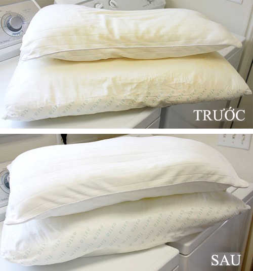 Gối được tẩy trắng sạch sẽ
