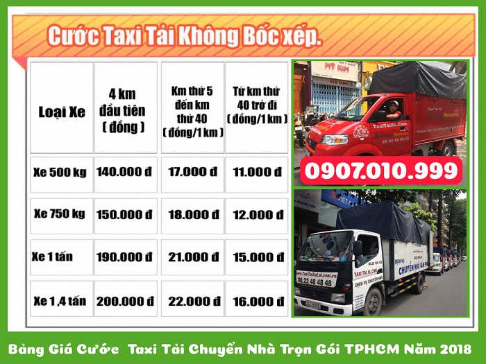 Bảng giá dịch vụ vận chuyển không bốc xếp