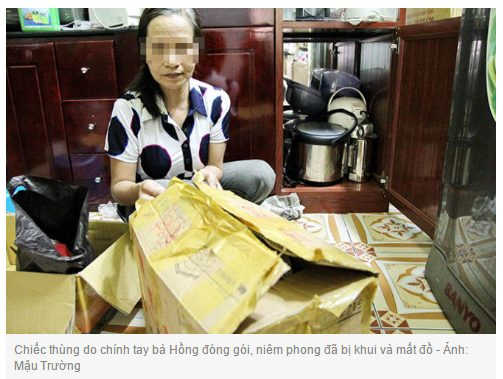 Bà Lê Thị Diệu Hồng - nạn nhân việc sử dụng dịch vụ chuyển nhà trọn gói không uy tín tại quận Gò Vấp TPHCM