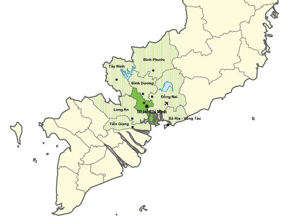 Vị trí địa lý TPHCM và các tỉnh thành lân cận