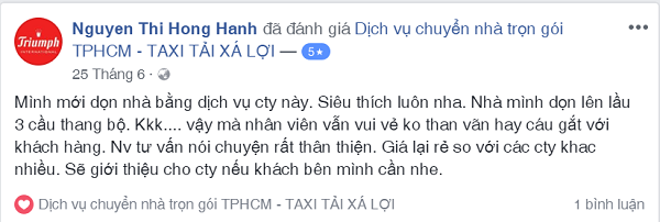Review dịch vụ chuyển nhà trọn gói Xá Lợi