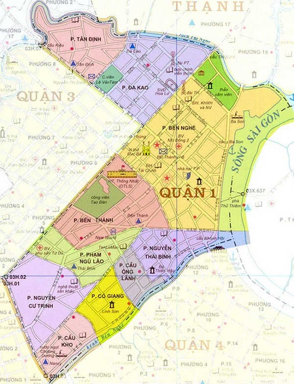 Bản đồ quận 1 thành phố Hồ Chí Minh (Sài Gòn)
