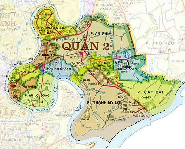 Bản đồ vị trí địa lý quận 2