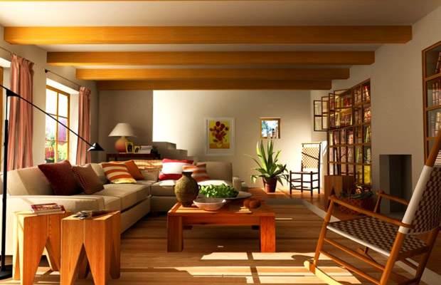 Thiết kế phòng khách Á Đông đơn giản