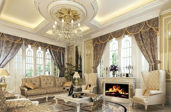 Bố trí nội thất phòng khách theo phong cách hoàng gia