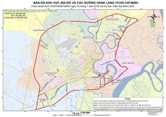 Bản đồ khu vực nội đô - Đường vàng đai TP.HCM