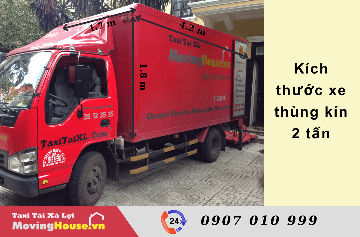 kích thước xe tải 2 tấn